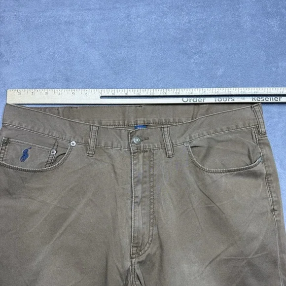 Polo Ralph Lauren Pants Mens 36x30 Brown Classic 650 Straight Cuffed Chino Twill - Picture 8 of 11